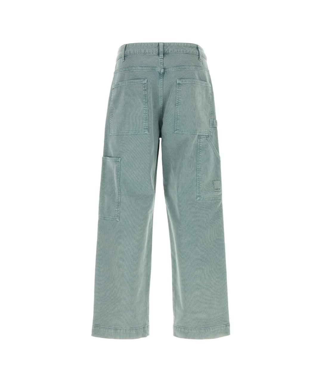 EMPORIO ARMANI Бирюзовые хлопковые повседневные брюки, фото 2
