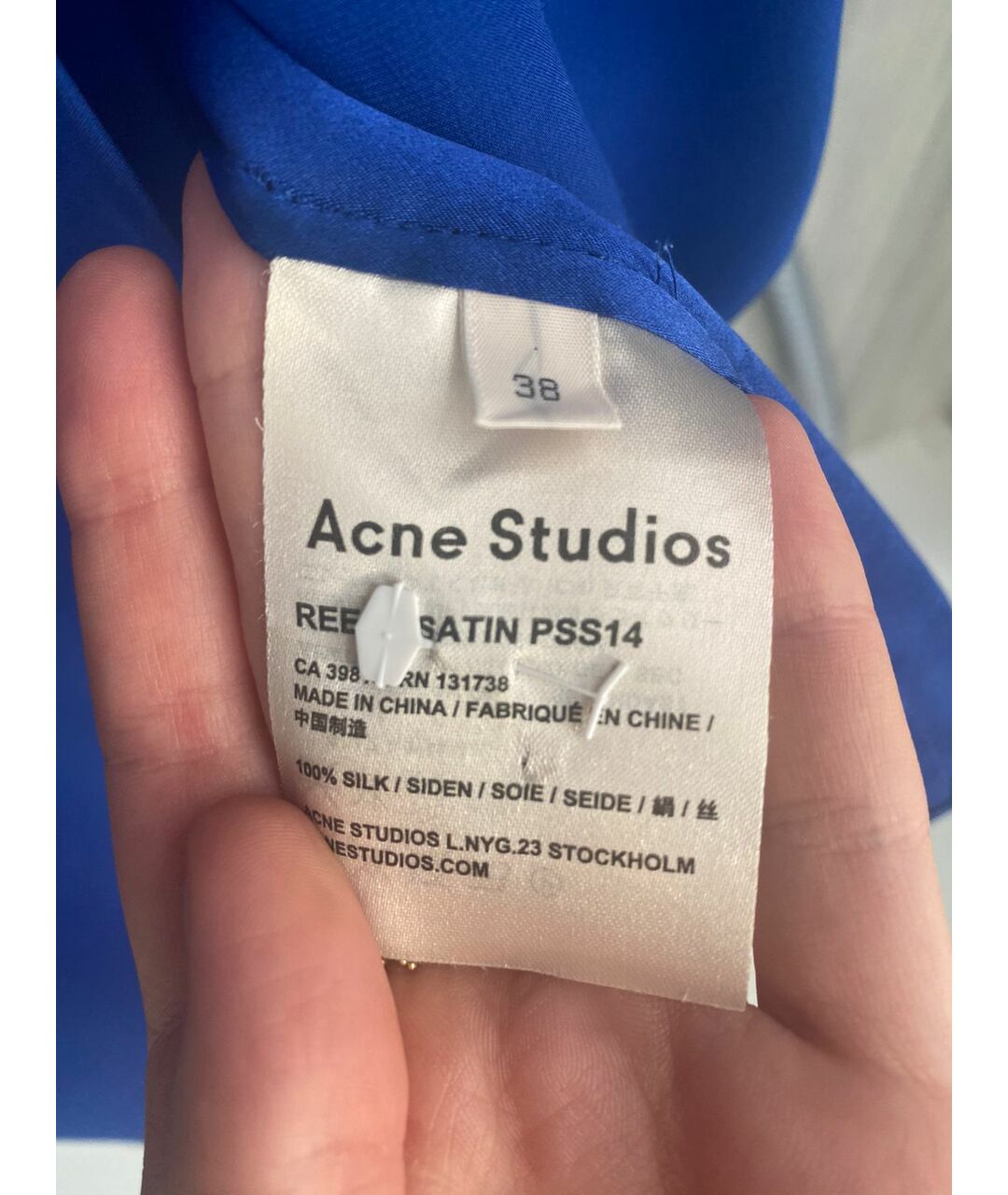 ACNE STUDIOS Синее шелковое коктейльное платье, фото 4