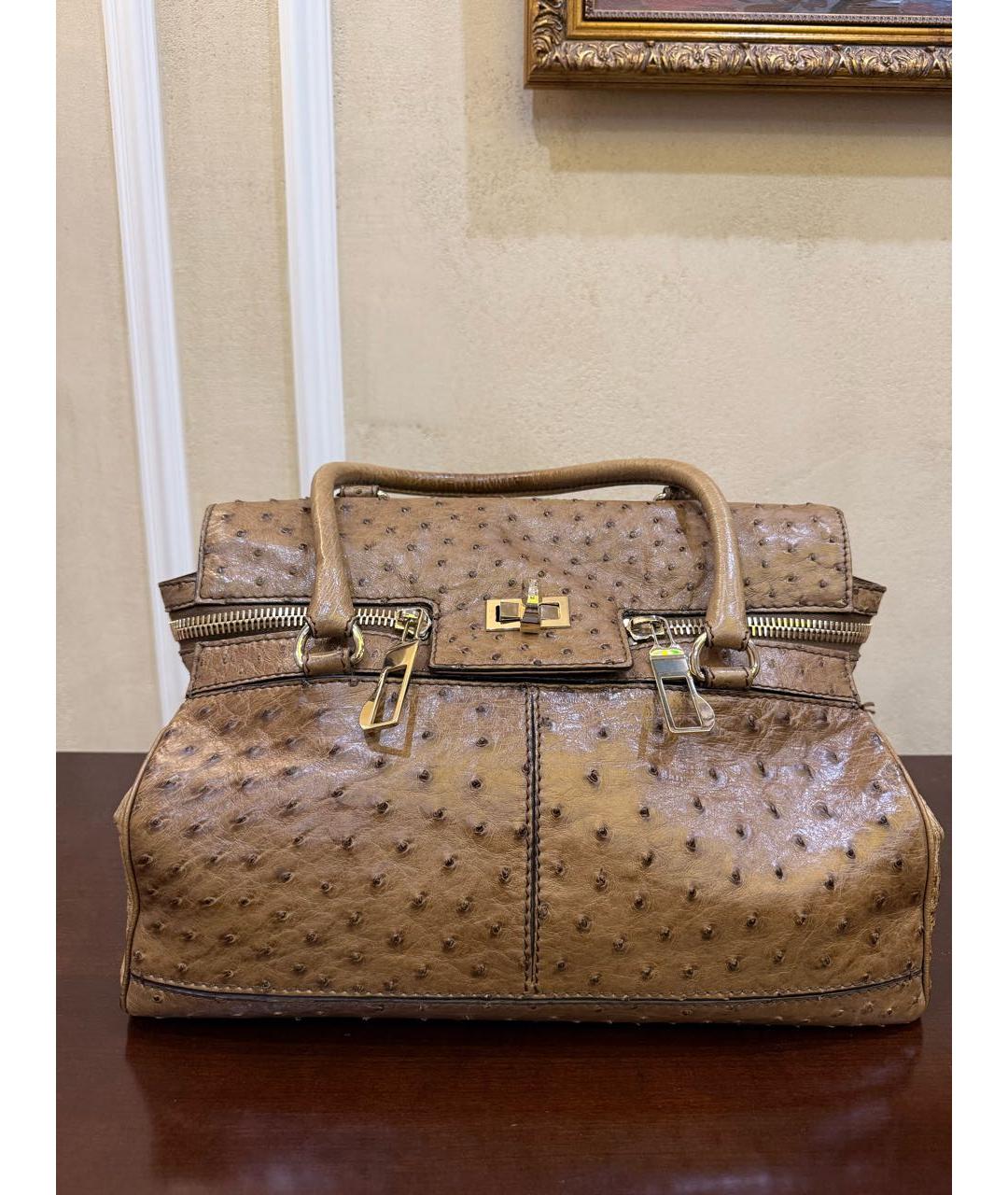 MAX MARA Коричневая кожаная сумка с короткими ручками, фото 2
