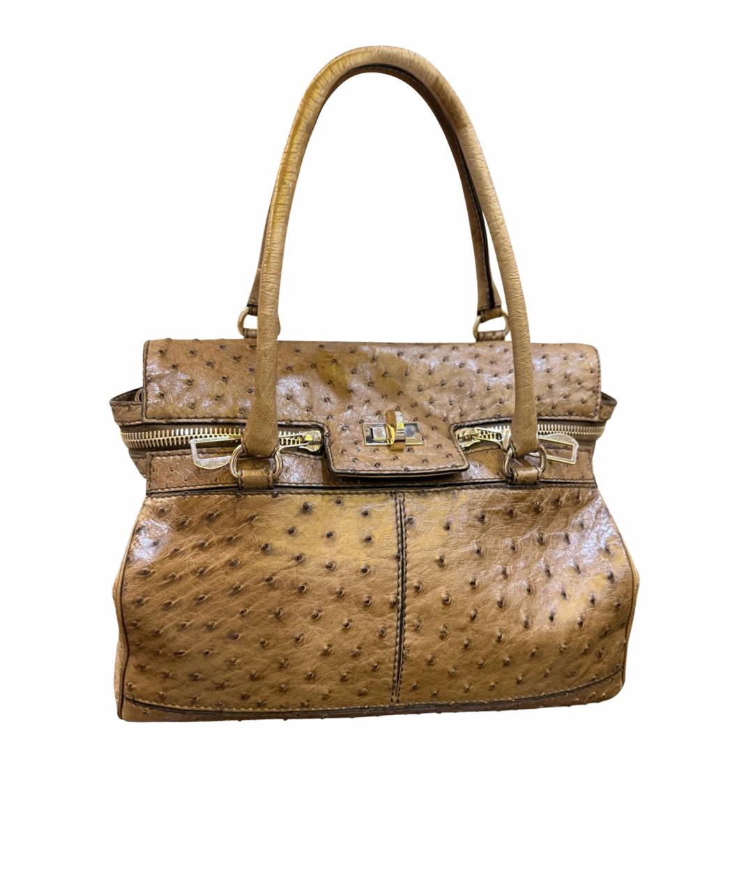 MAX MARA Коричневая кожаная сумка с короткими ручками, фото 1