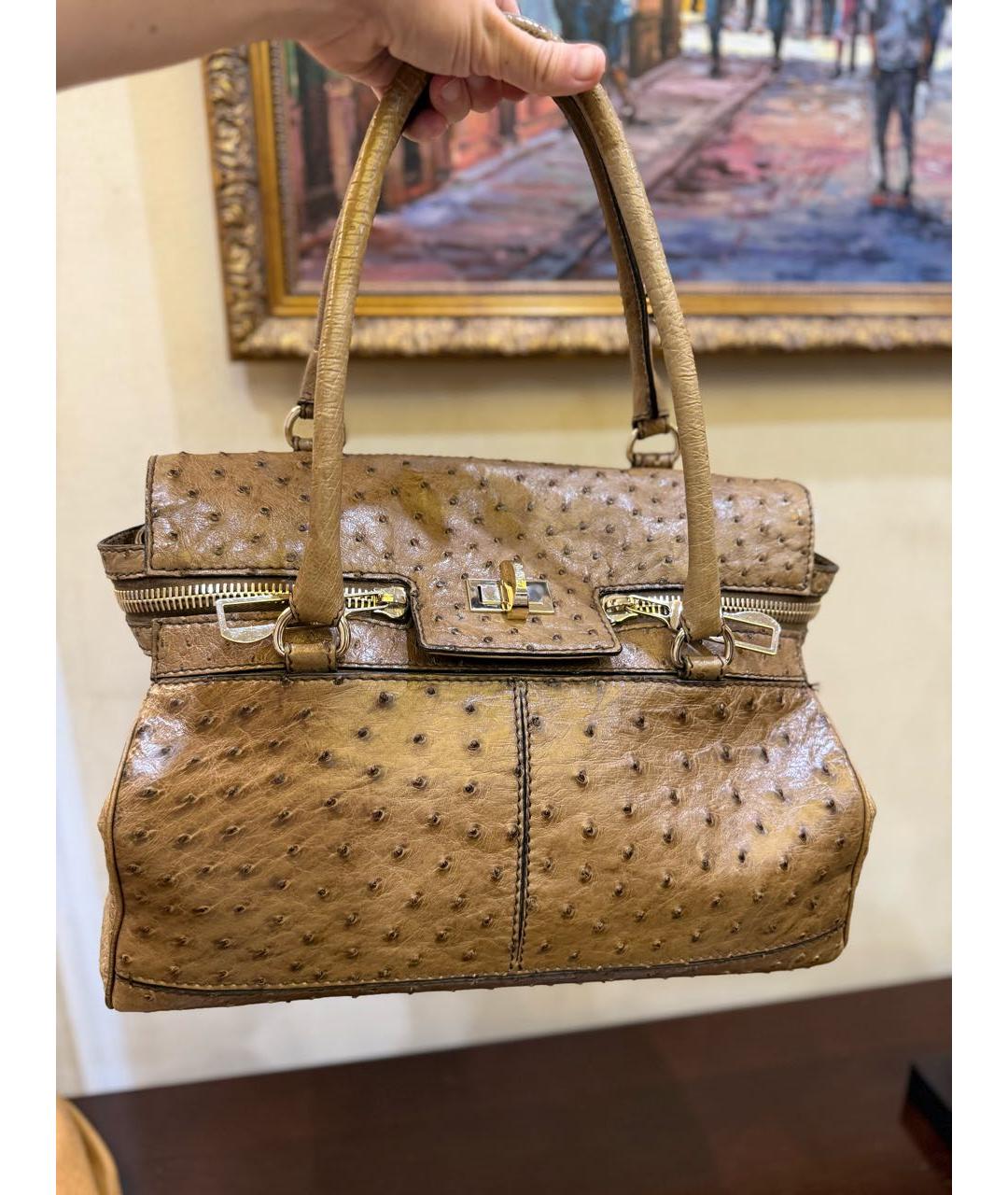 MAX MARA Коричневая кожаная сумка с короткими ручками, фото 5