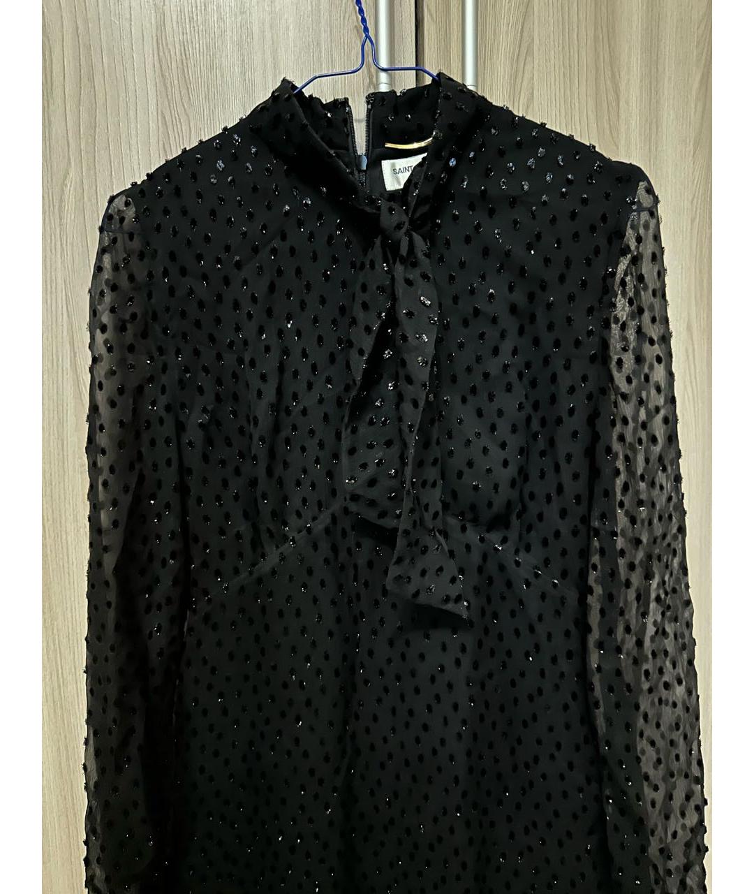 SAINT LAURENT Черное шелковое коктейльное платье, фото 7