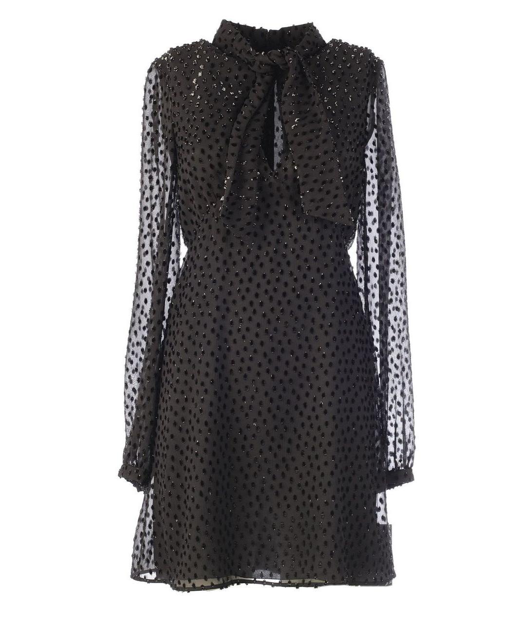 SAINT LAURENT Черное шелковое коктейльное платье, фото 1