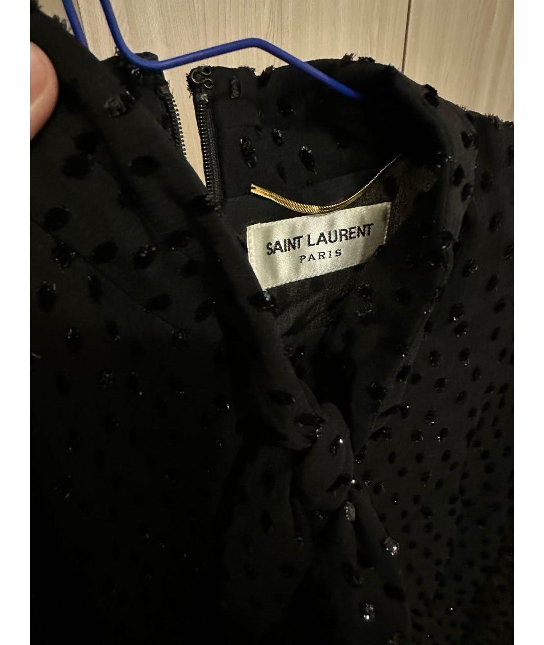SAINT LAURENT Черное шелковое коктейльное платье, фото 8
