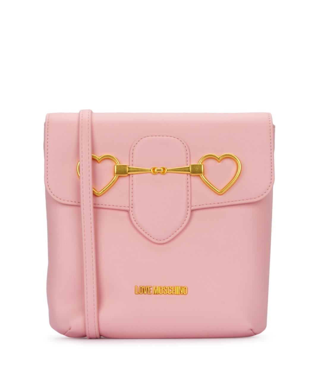 LOVE MOSCHINO Розовая кожаная сумка с короткими ручками, фото 1