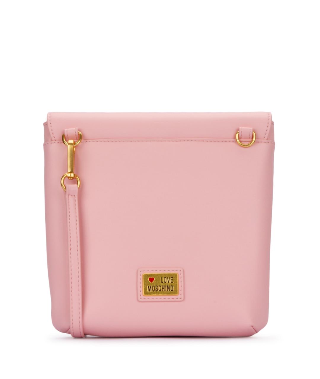 LOVE MOSCHINO Розовая кожаная сумка с короткими ручками, фото 3