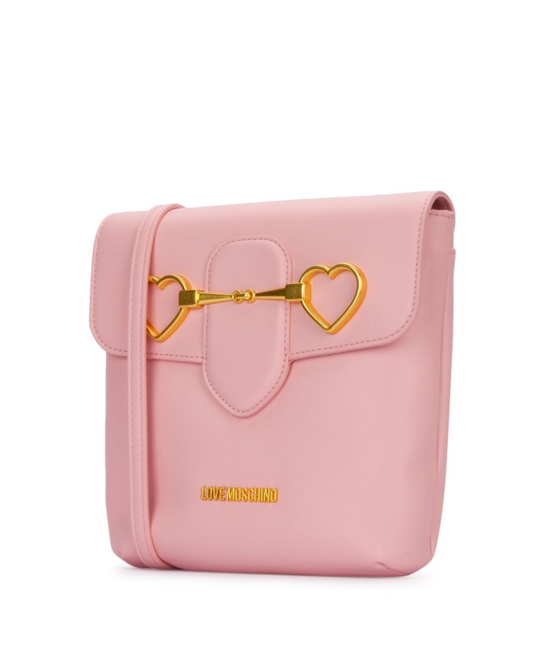 LOVE MOSCHINO Розовая кожаная сумка с короткими ручками, фото 2