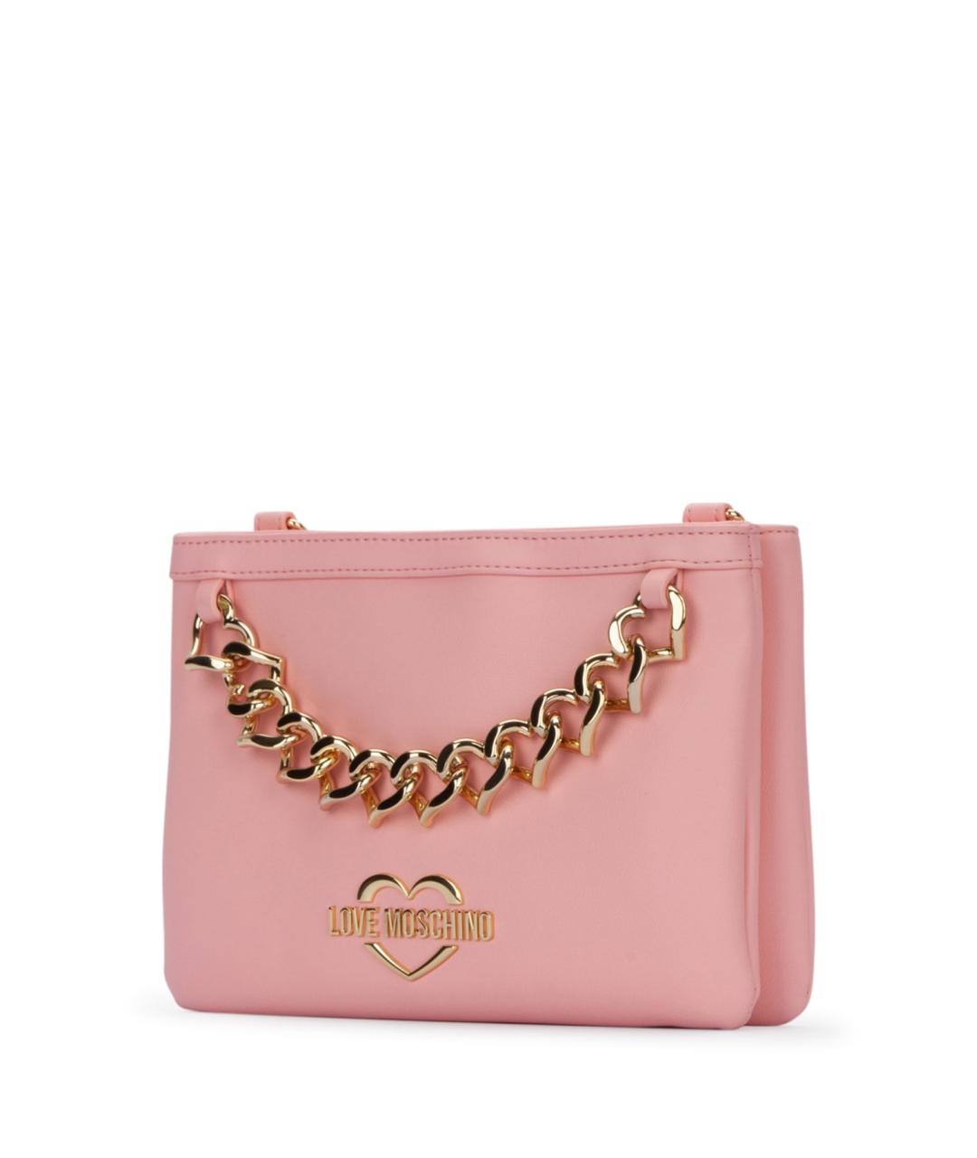 LOVE MOSCHINO Розовая кожаная сумка с короткими ручками, фото 2