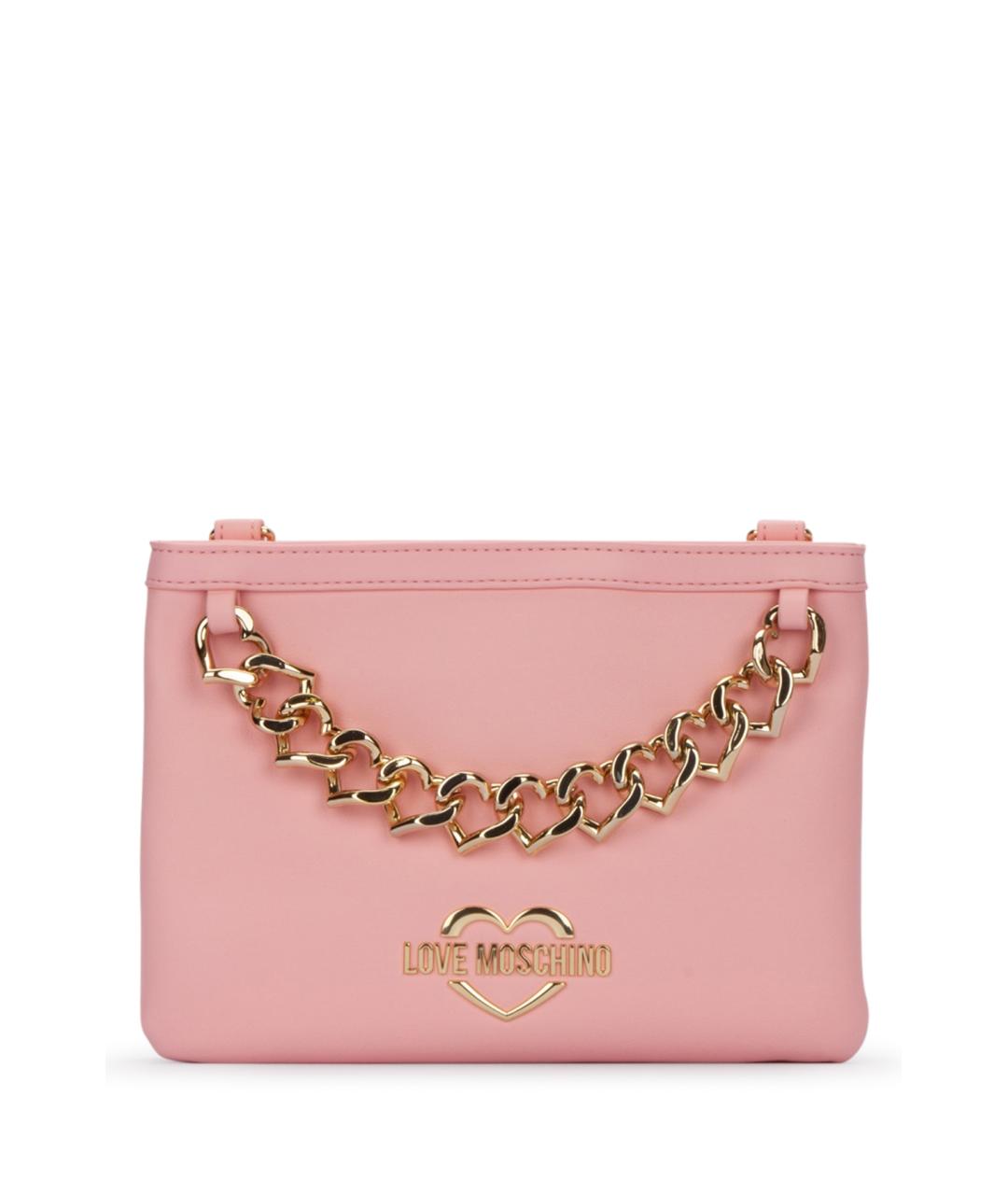 LOVE MOSCHINO Розовая кожаная сумка с короткими ручками, фото 1