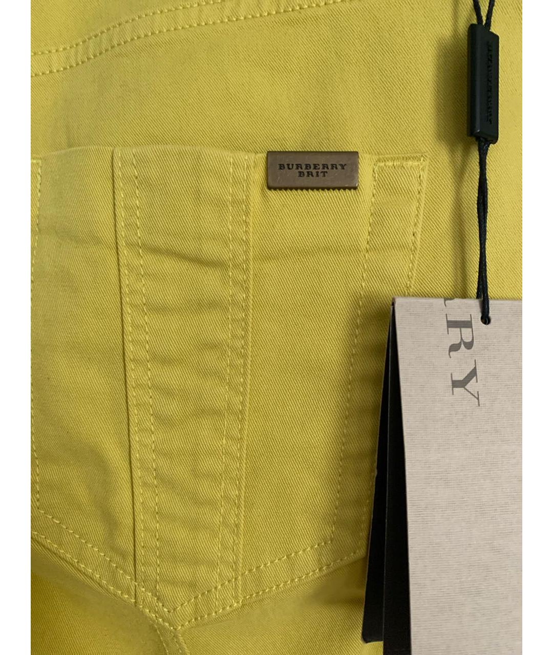 BURBERRY Горчичные хлопковые джинсы слим, фото 5
