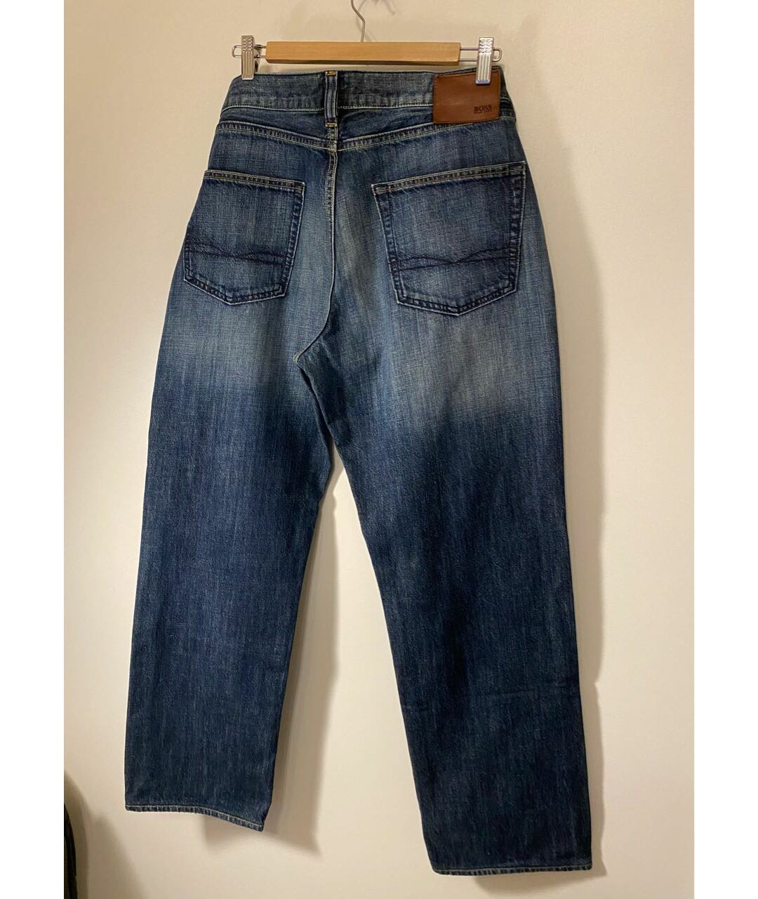 HUGO BOSS Голубые хлопко-полиэстеровые прямые джинсы, фото 2