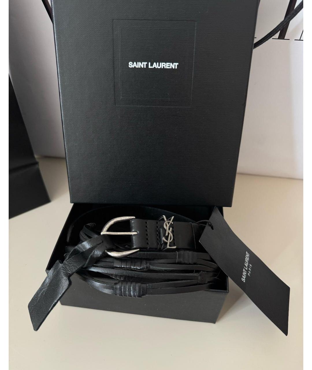 SAINT LAURENT Черный кожаный ремень, фото 7