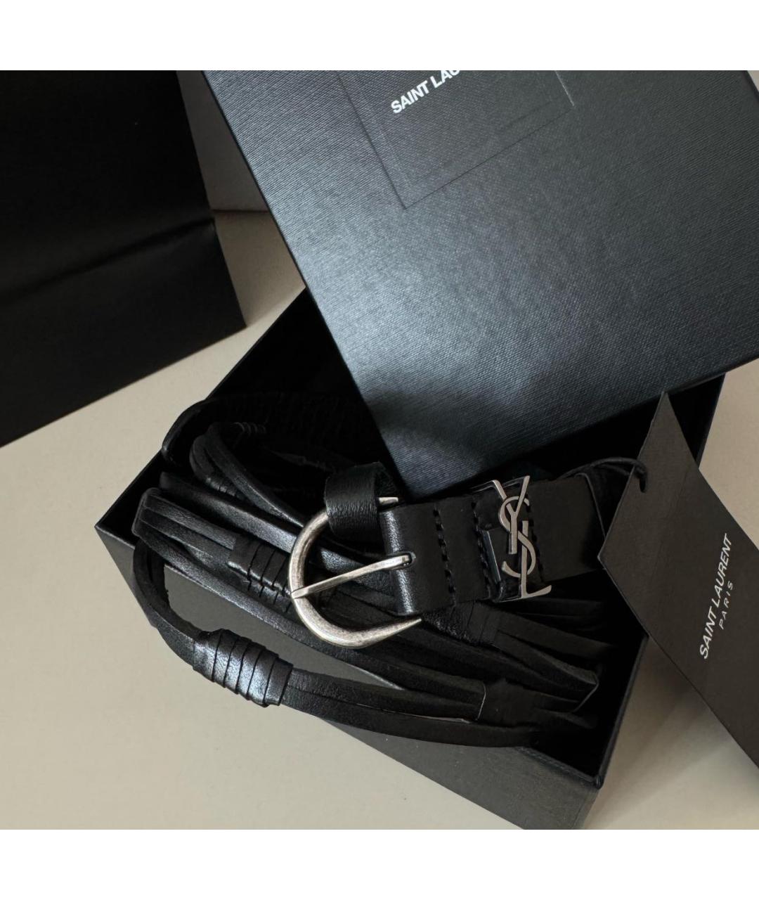 SAINT LAURENT Черный кожаный ремень, фото 6