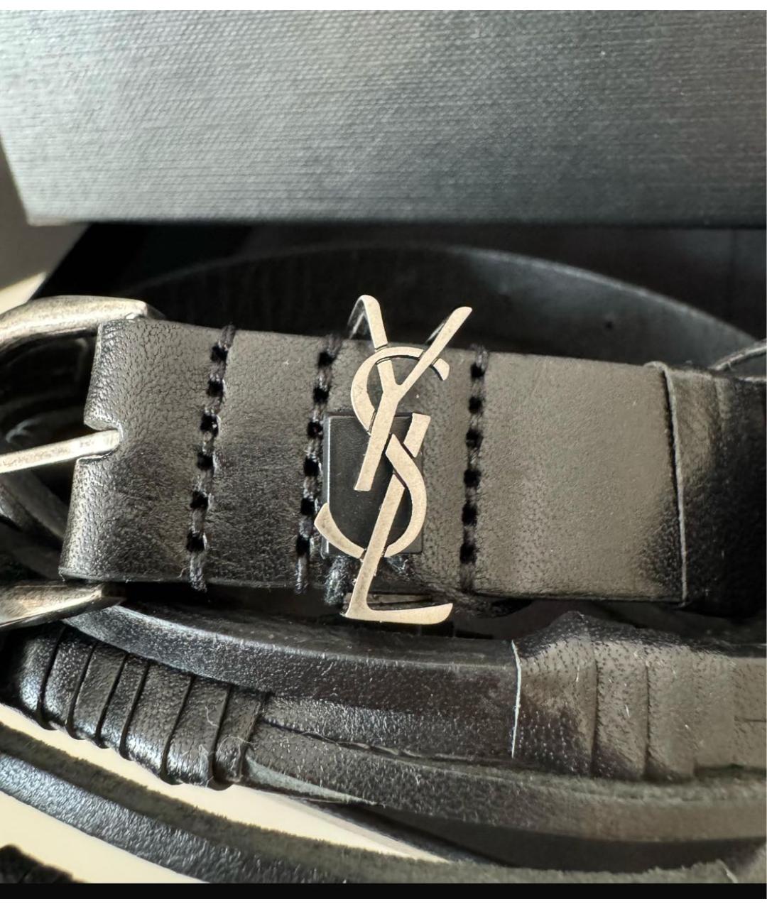 SAINT LAURENT Черный кожаный ремень, фото 8