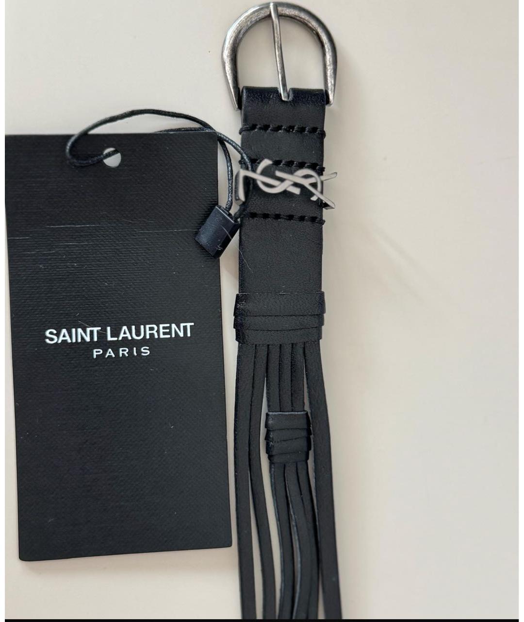 SAINT LAURENT Черный кожаный ремень, фото 4