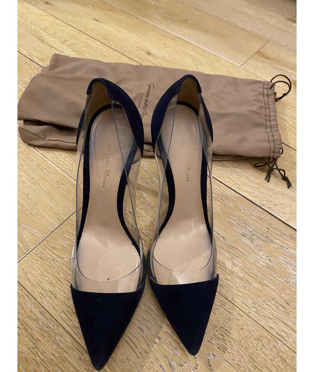 GIANVITO ROSSI Темно-синие замшевые туфли, фото 8