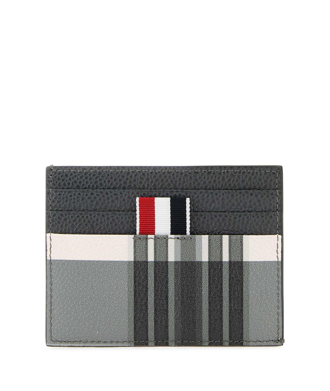 THOM BROWNE Антрацитовый кожаный кардхолдер, фото 1