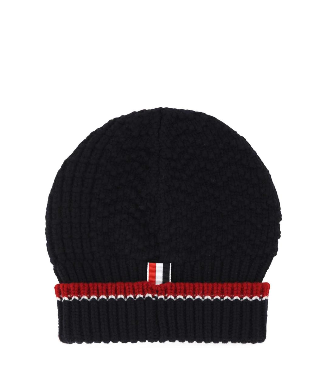 THOM BROWNE Темно-синяя шерстяная шапка, фото 2