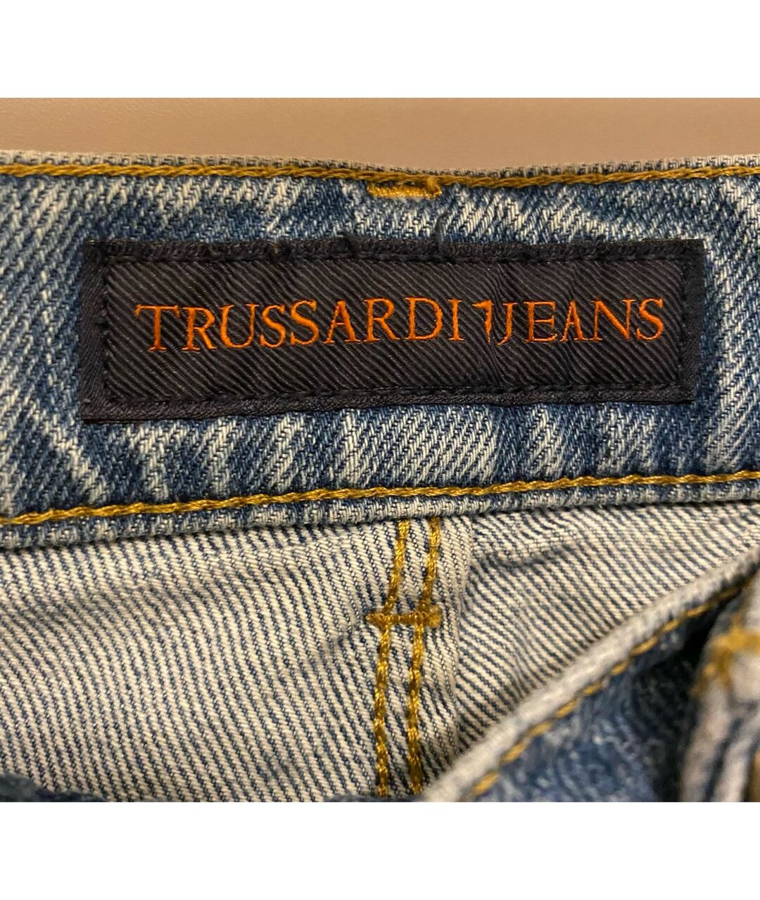 TRUSSARDI JEANS Голубые хлопковые прямые джинсы, фото 3