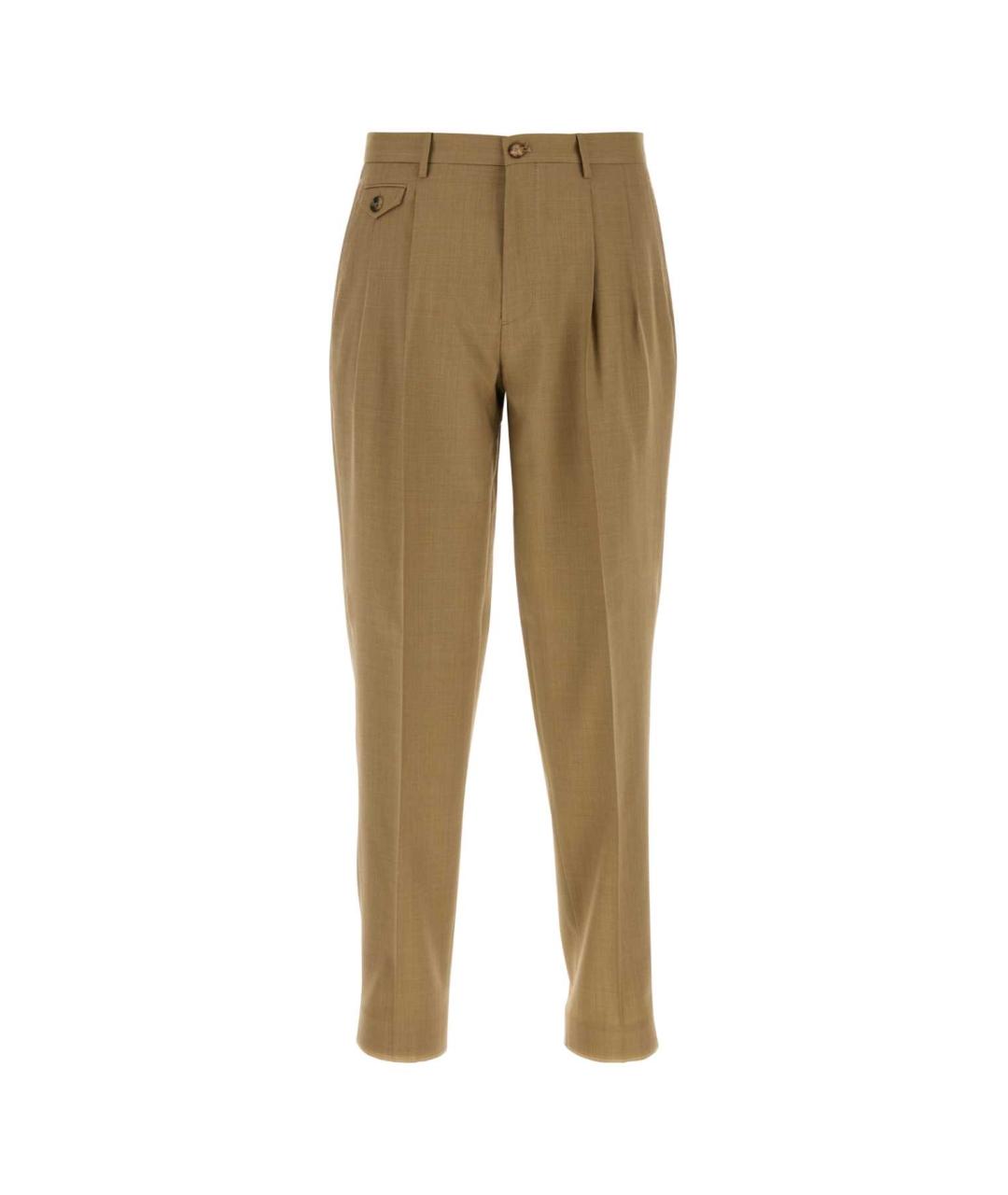 ETRO Хаки шерстяные повседневные брюки, фото 1
