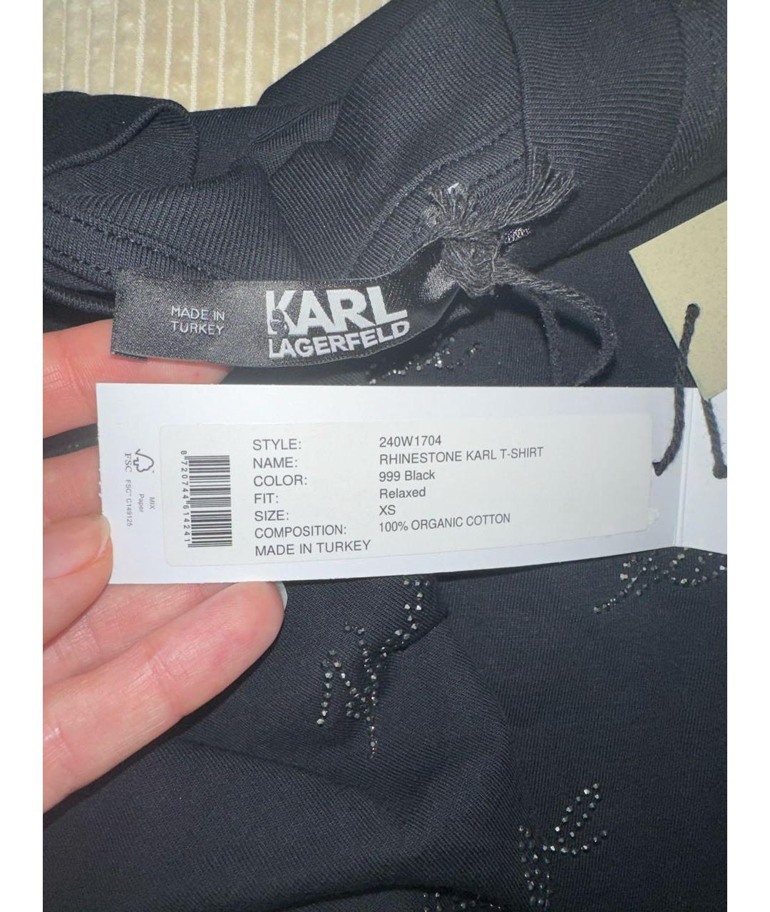 KARL LAGERFELD Черная хлопковая футболка, фото 4