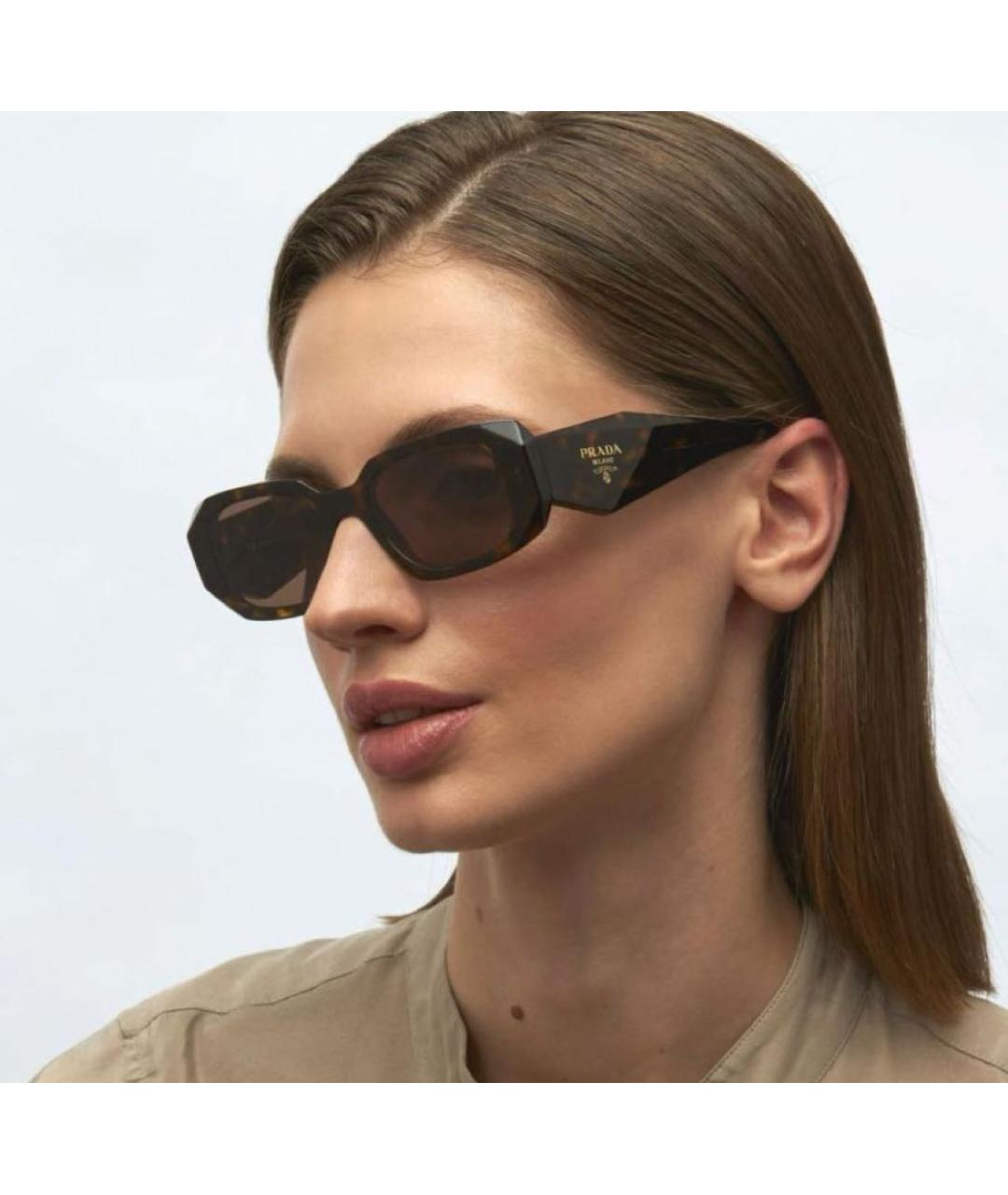 PRADA Коричневые пластиковые солнцезащитные очки, фото 8