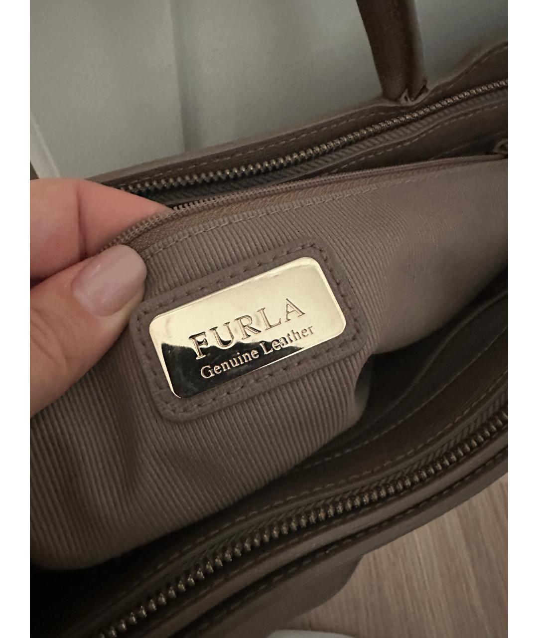 FURLA Бежевая кожаная сумка тоут, фото 3