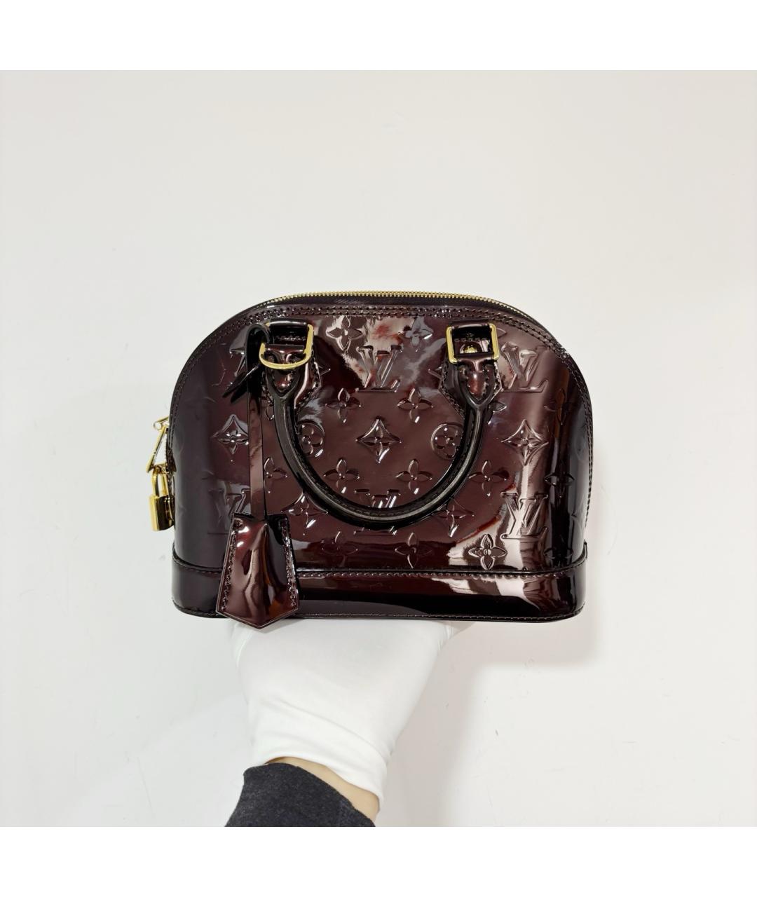 LOUIS VUITTON Бордовая сумка тоут из лакированной кожи, фото 3