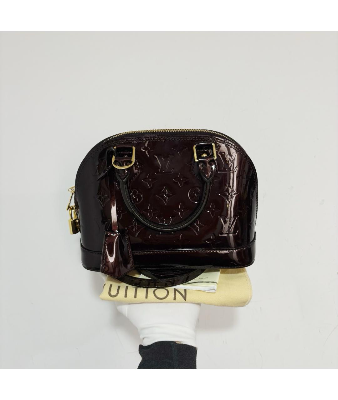 LOUIS VUITTON Бордовая сумка тоут из лакированной кожи, фото 2