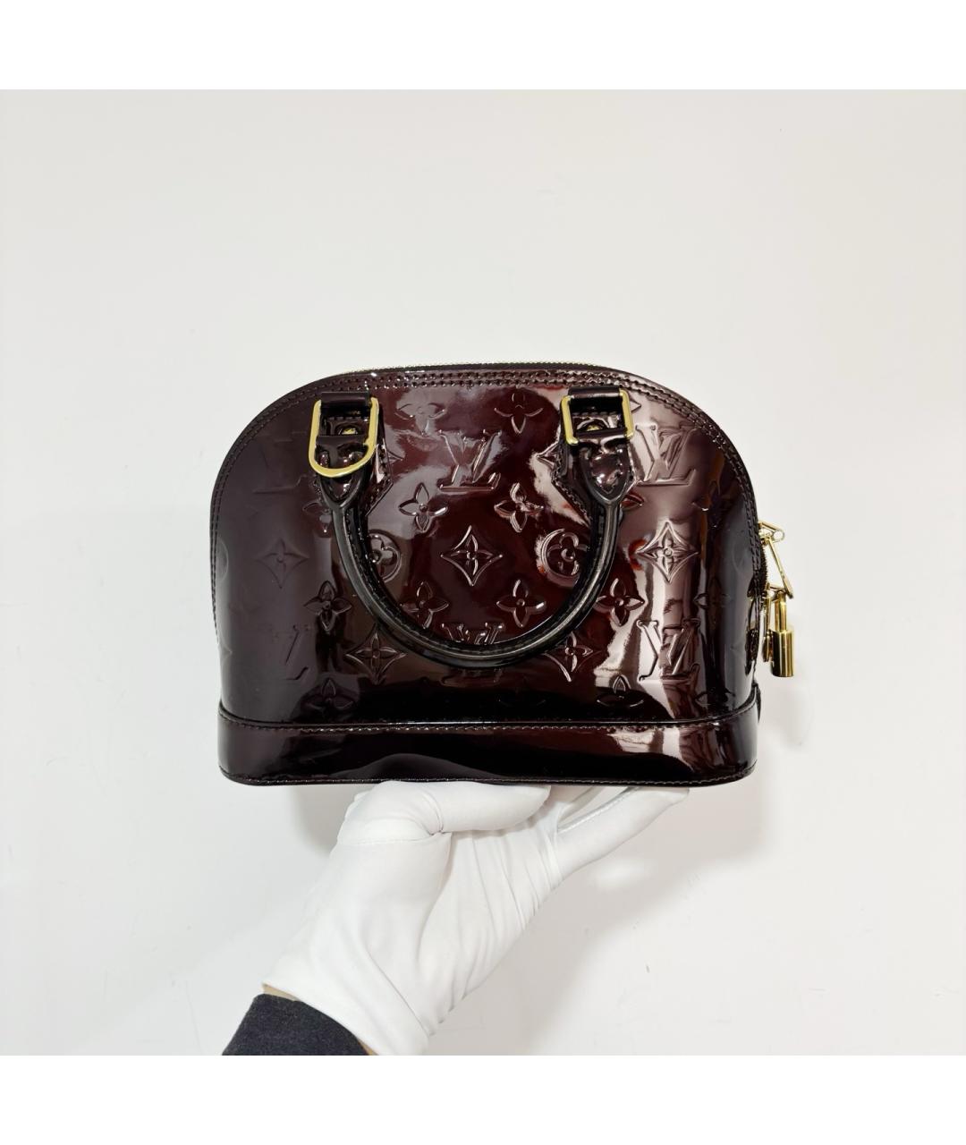 LOUIS VUITTON Бордовая сумка тоут из лакированной кожи, фото 4