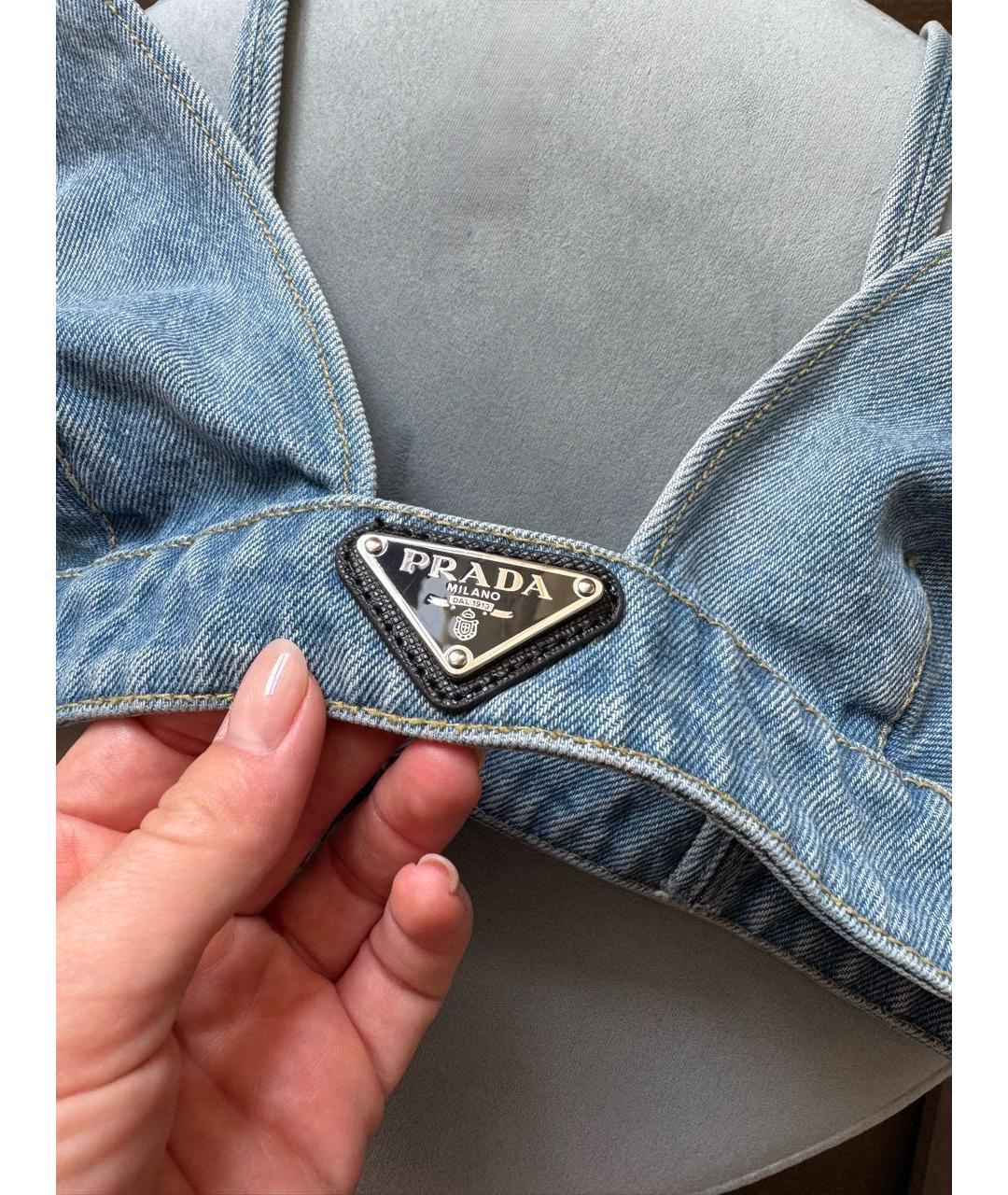 PRADA Голубая деним майка, фото 2