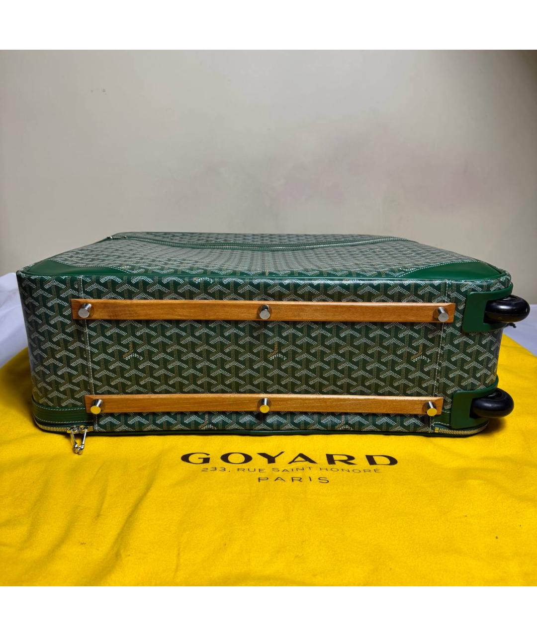 GOYARD Зеленый кожаный чемодан, фото 5