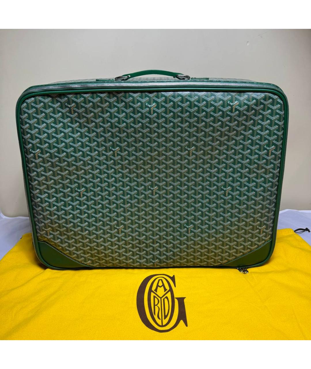 GOYARD Зеленый кожаный чемодан, фото 2