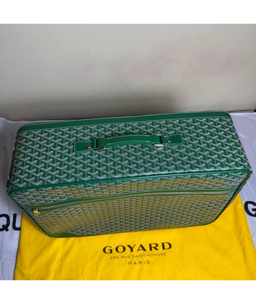 GOYARD Зеленый кожаный чемодан, фото 9