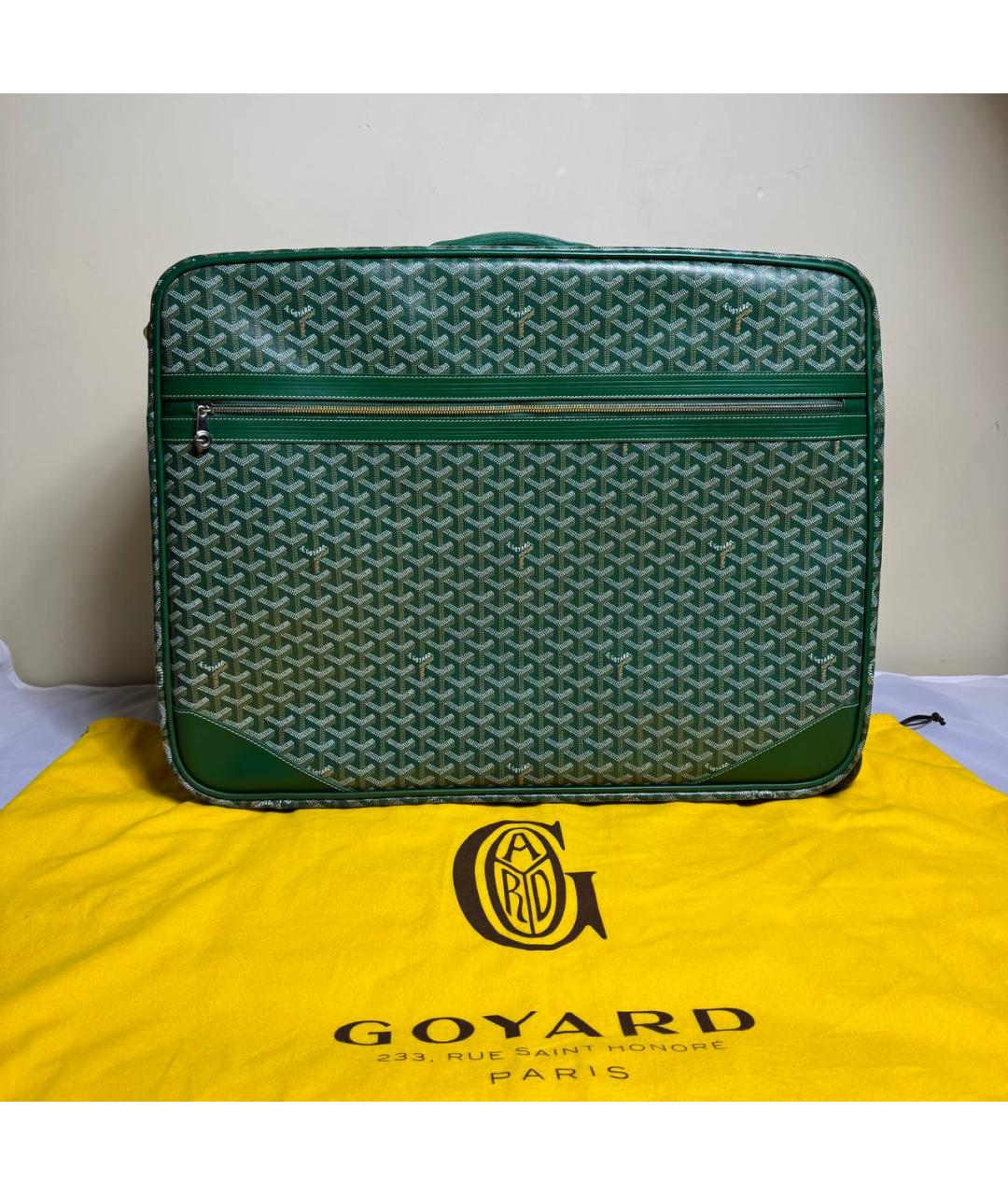 GOYARD Зеленый кожаный чемодан, фото 10