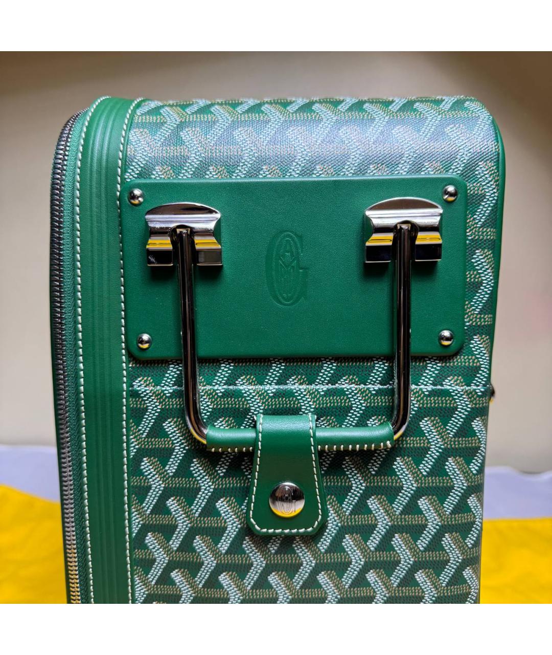 GOYARD Зеленый кожаный чемодан, фото 4