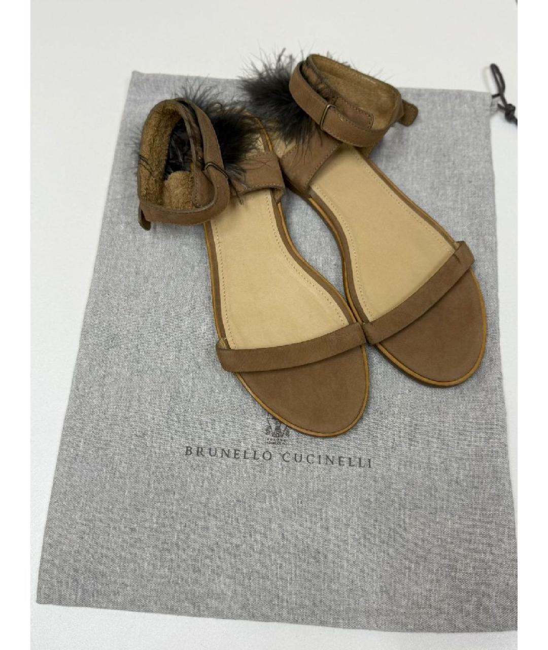 BRUNELLO CUCINELLI Бежевые босоножки, фото 4