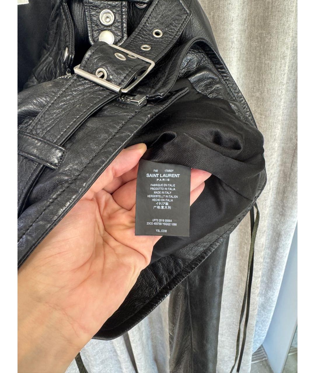 SAINT LAURENT Черная кожаная куртка, фото 4