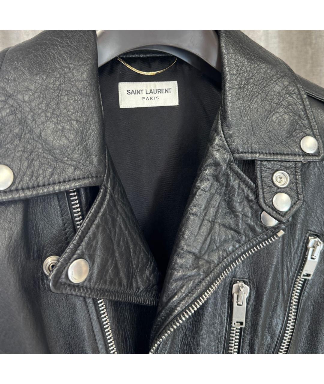 SAINT LAURENT Черная кожаная куртка, фото 3