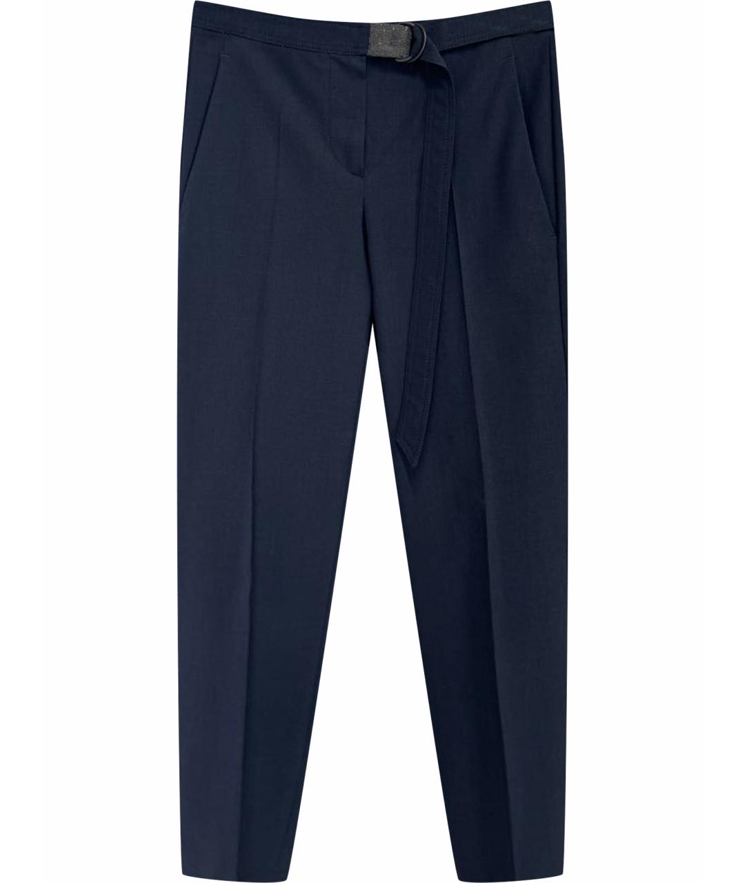 BRUNELLO CUCINELLI Темно-синие шерстяные брюки узкие, фото 1