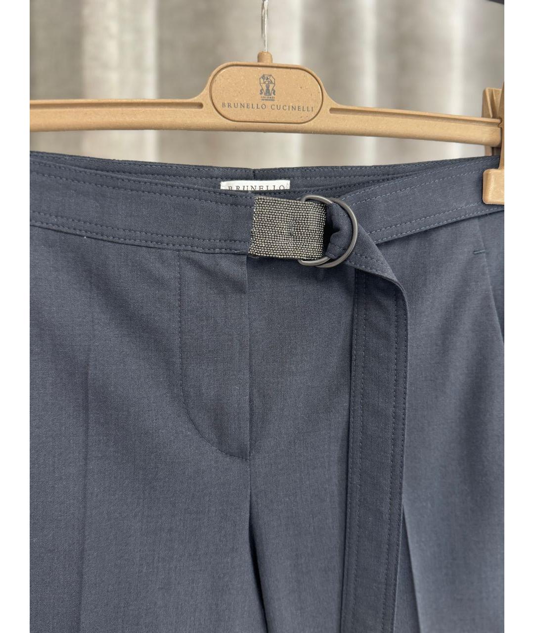 BRUNELLO CUCINELLI Темно-синие шерстяные брюки узкие, фото 4