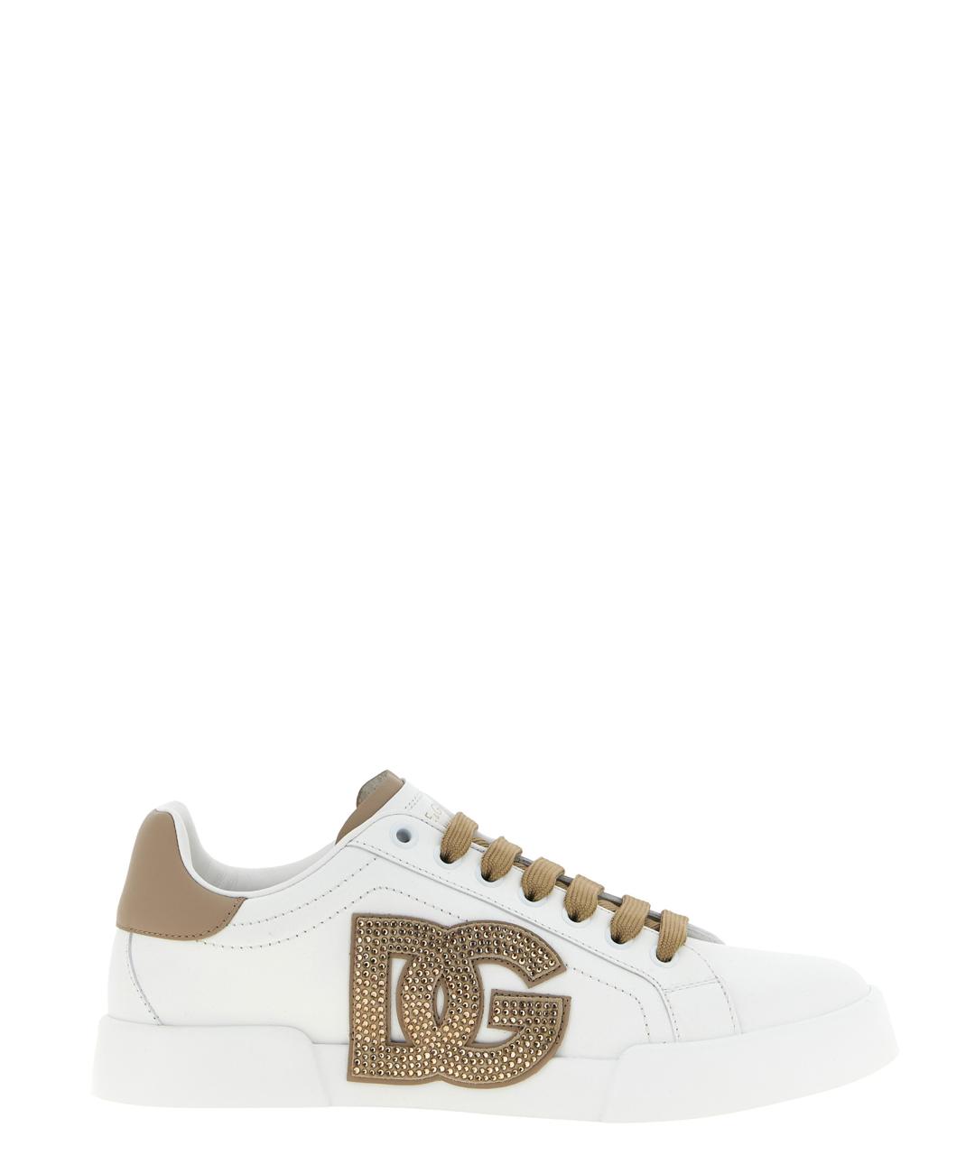 DOLCE&GABBANA Белые кожаные кроссовки, фото 1