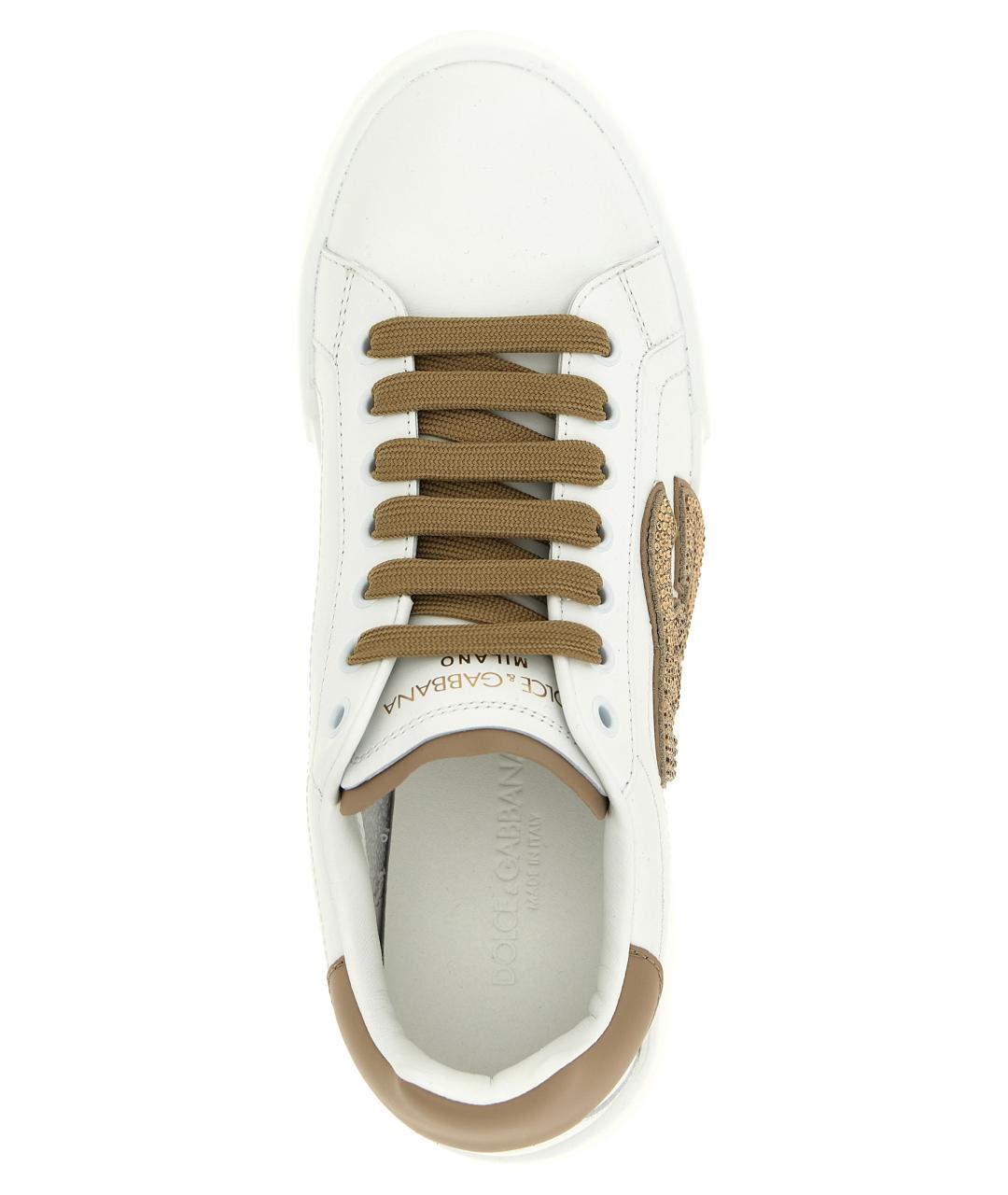 DOLCE&GABBANA Белые кожаные кроссовки, фото 4