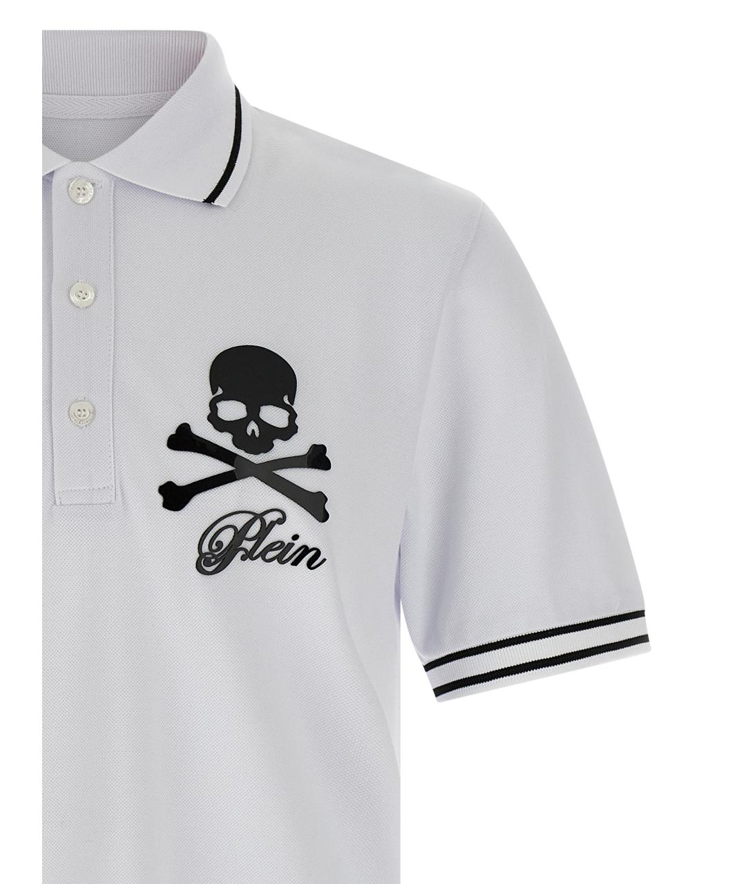 PHILIPP PLEIN Белое хлопковое поло с коротким рукавом, фото 3