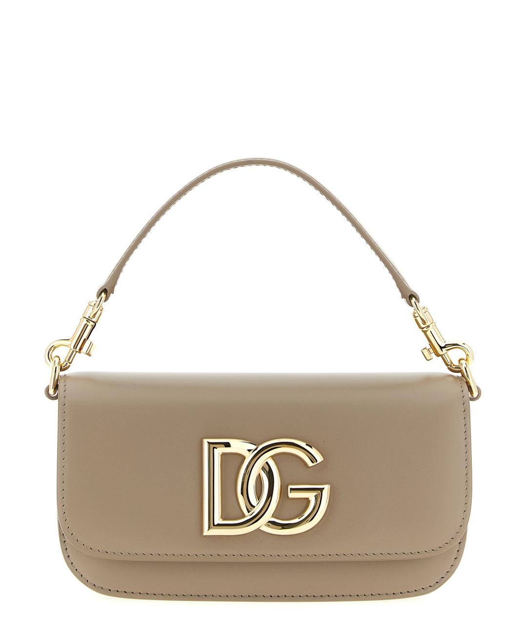 DOLCE&GABBANA Бежевая кожаная сумка через плечо, фото 1