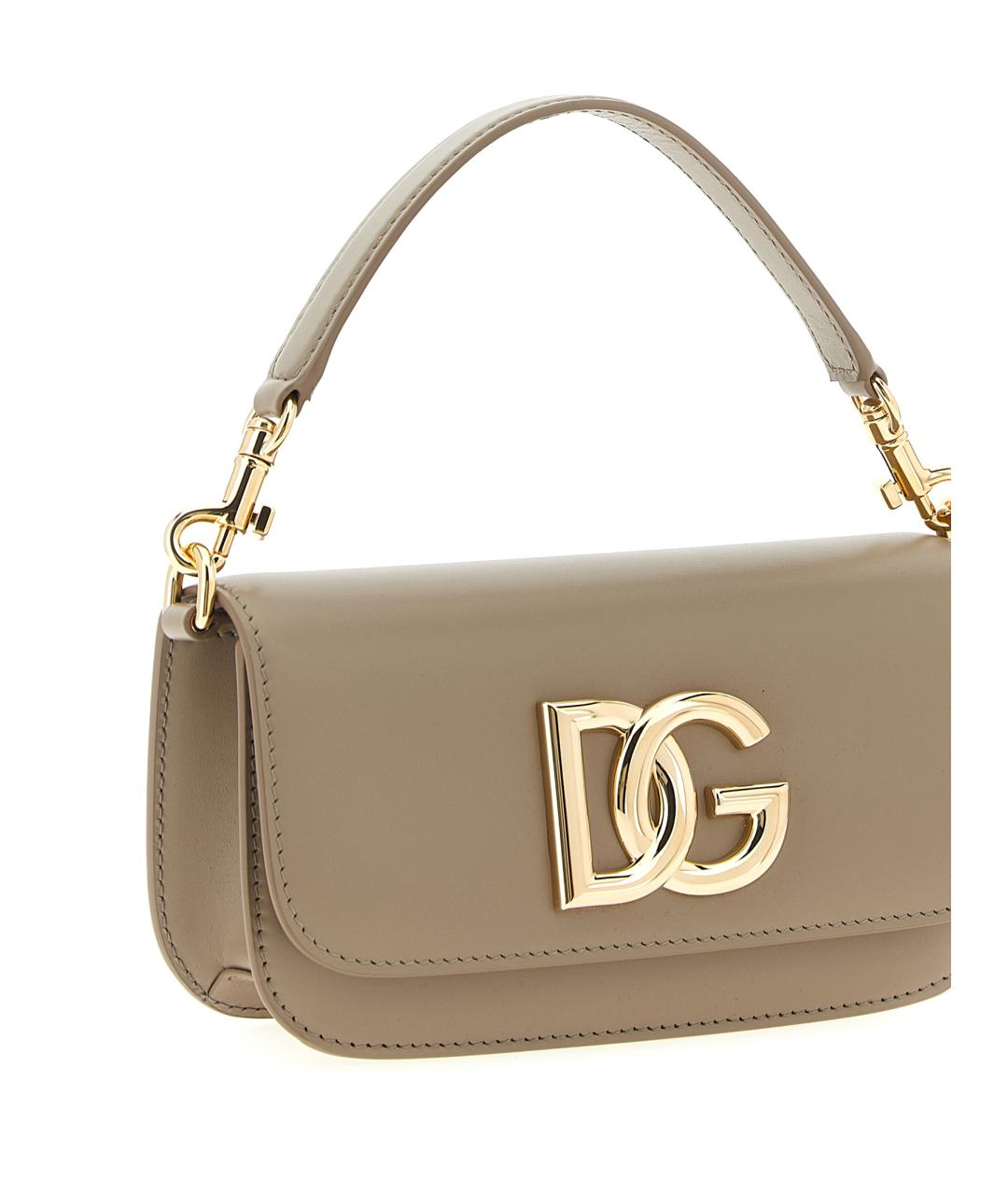 DOLCE&GABBANA Бежевая кожаная сумка через плечо, фото 3