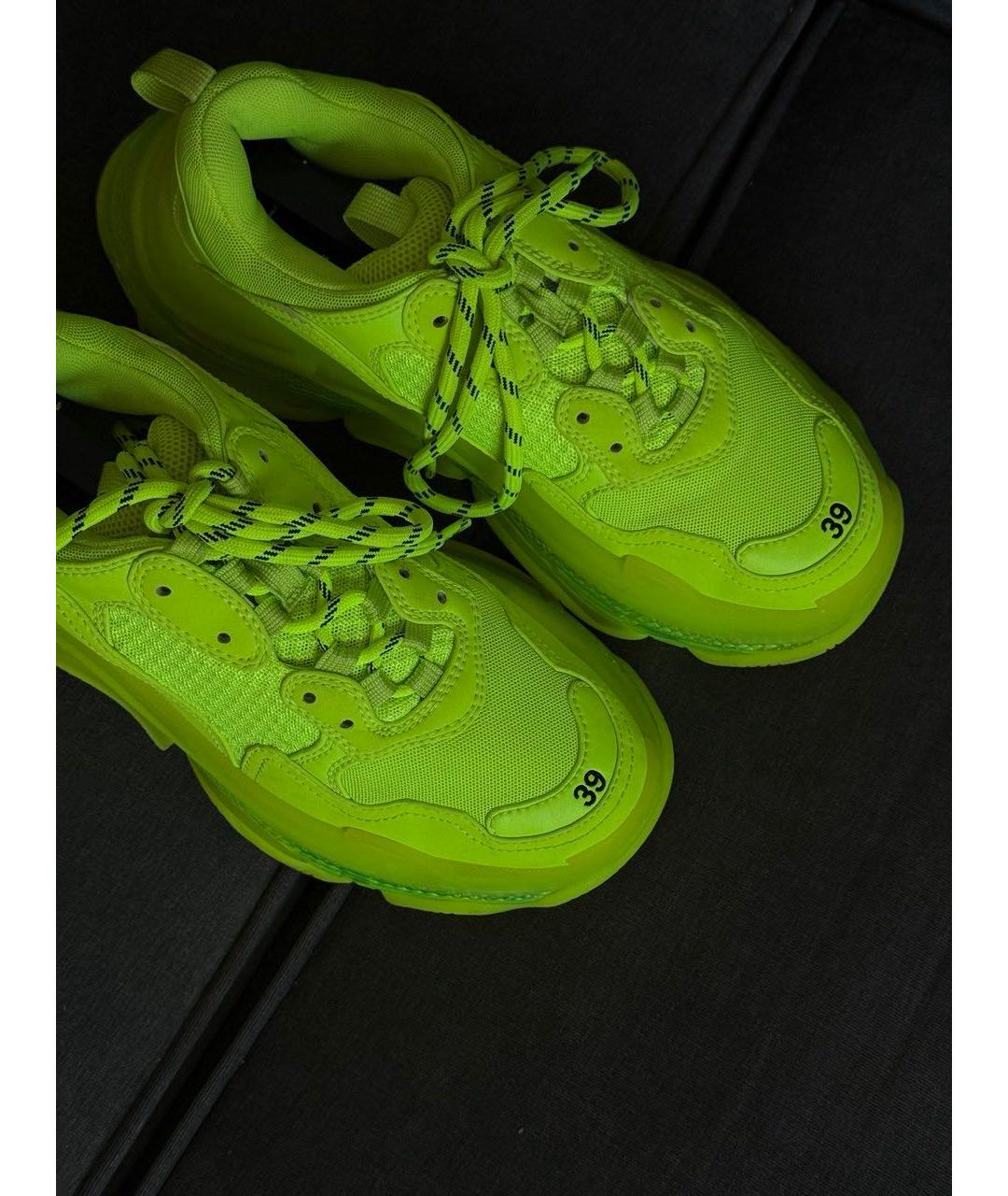 BALENCIAGA Салатовые текстильные кроссовки, фото 2