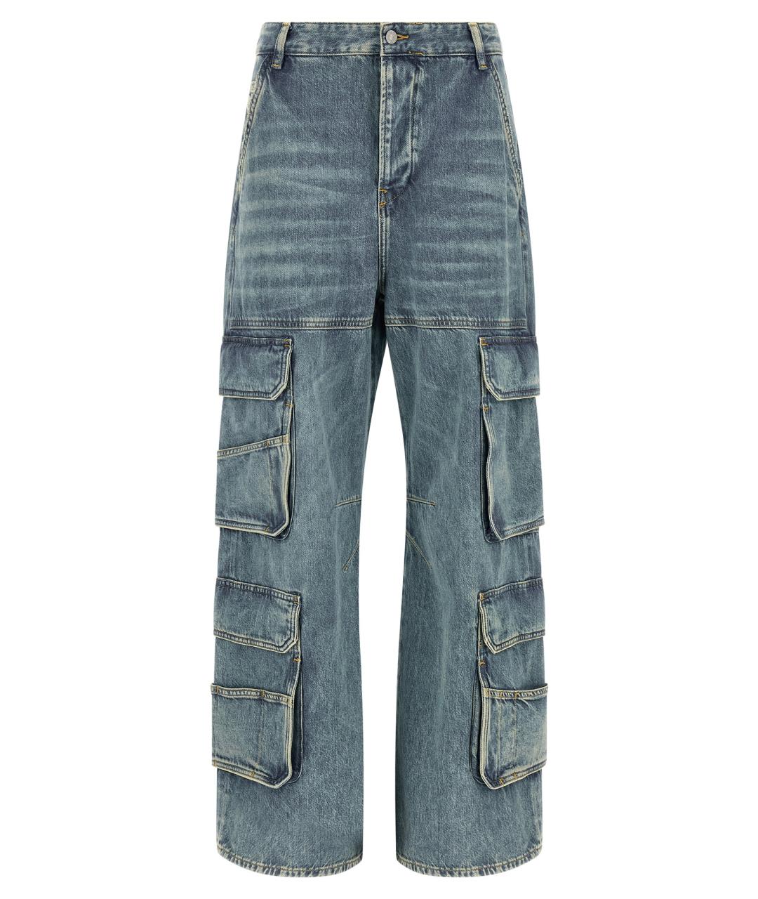 DIESEL Голубые хлопковые прямые джинсы, фото 1