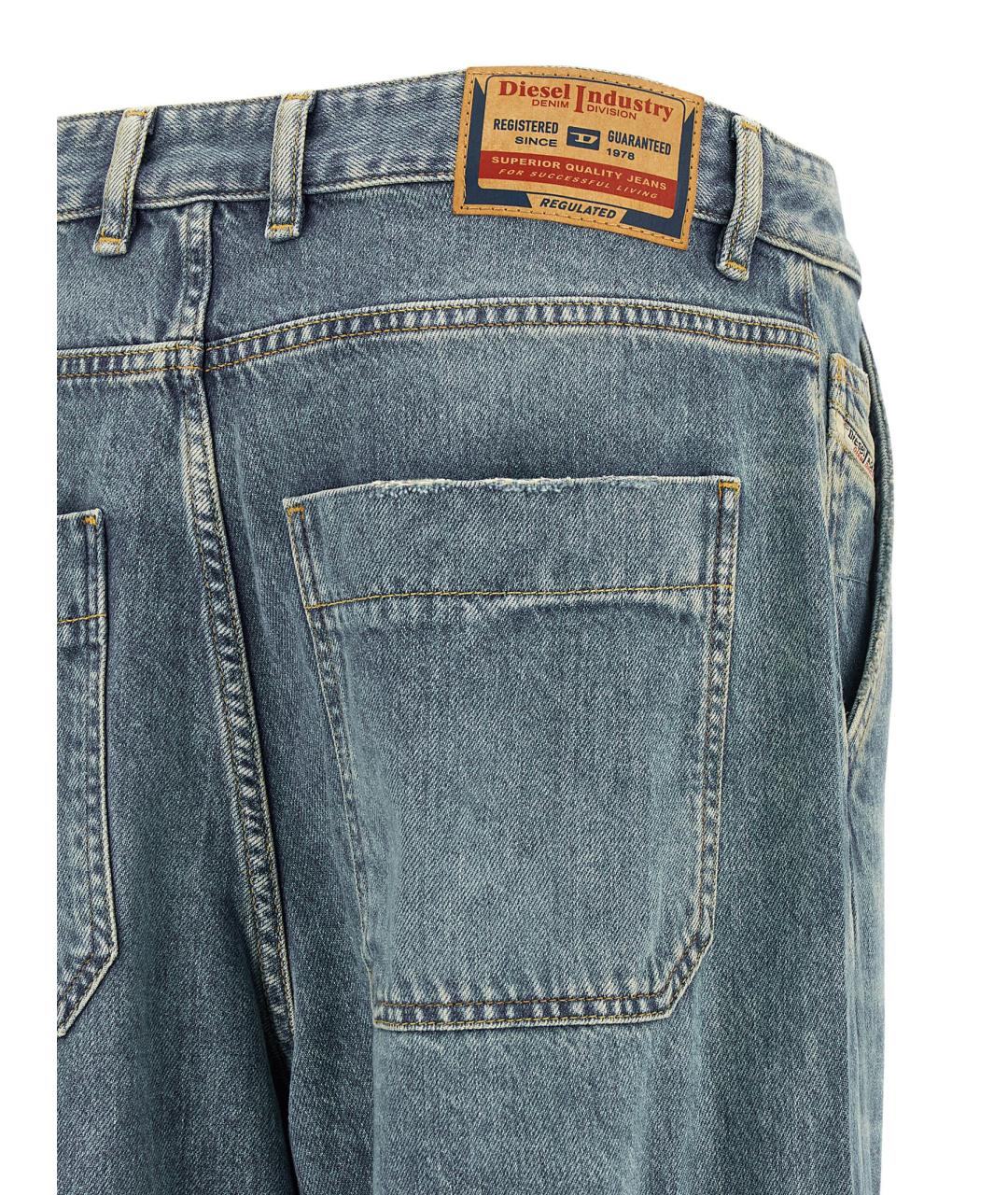 DIESEL Голубые хлопковые прямые джинсы, фото 4