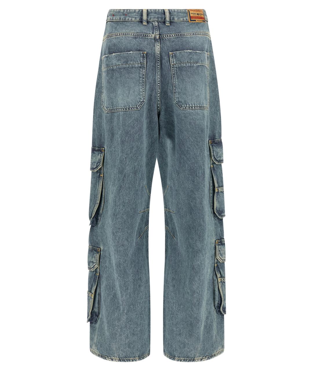 DIESEL Голубые хлопковые прямые джинсы, фото 2